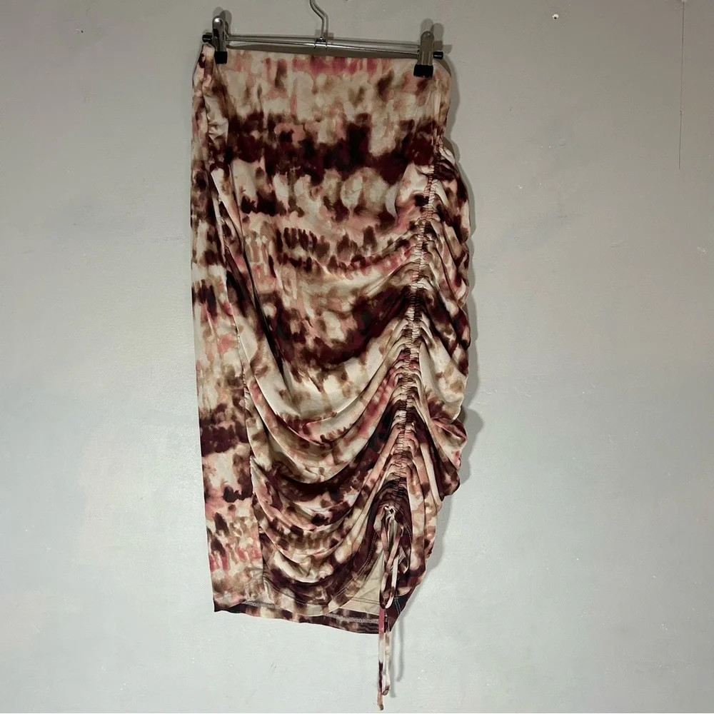 Calvin Klein Midi Skirt Side Gather Drawstring Cinch